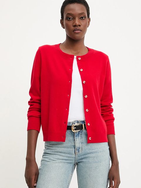 Answear.LAB kardigan z wełny merino damski kolor czerwony lekki