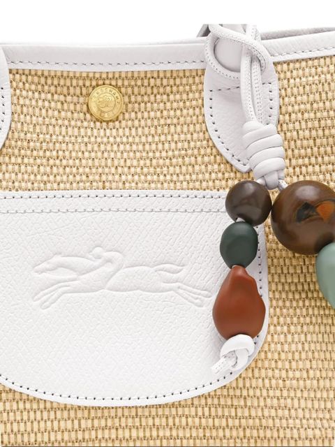 Longchamp Le Pilage woven straw tote bag - White