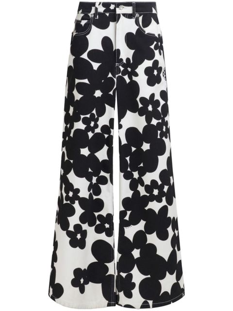 Marni floral-print flared trousers - Black - zdjęcie produktu nr 1