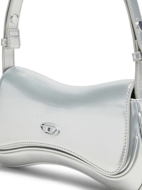 Diesel logo-plaque clutch bag - Silver