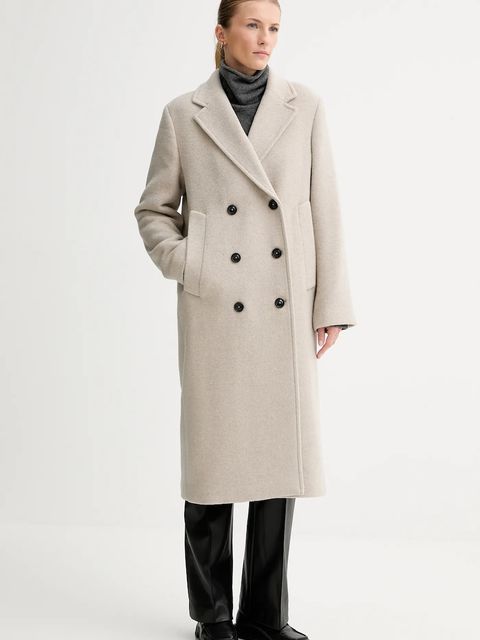 Marc O'Polo płaszcz z dodatkiem wełny kolor beżowy 510024171139