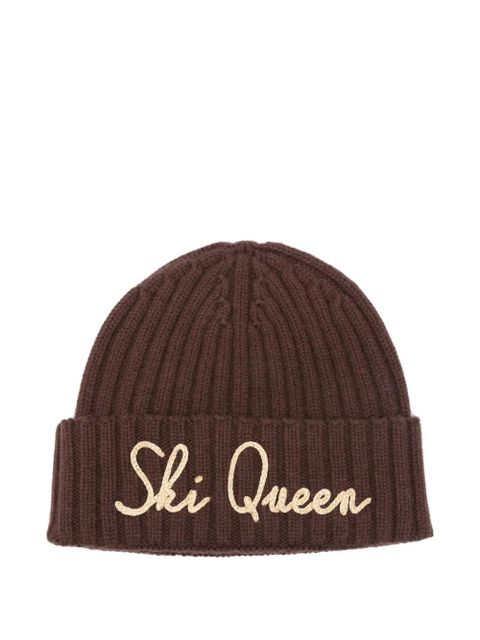 MC2 Saint Barth embroidered-lettering ribbed beanie hat - Brown - zdjęcie produktu nr 1