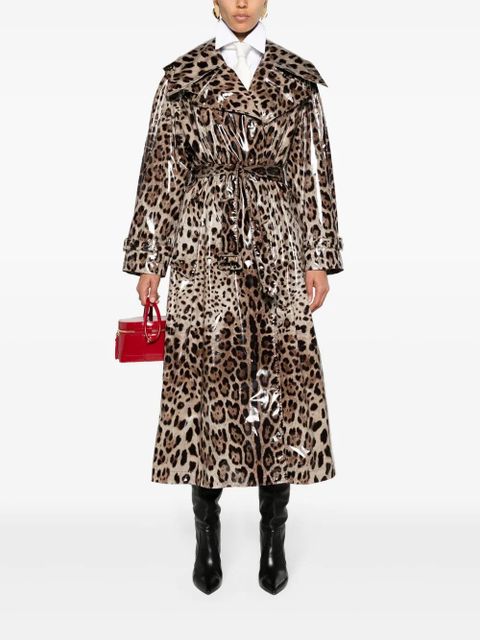 Dolce & Gabbana leopard-print belted trench coat - Neutrals - zdjęcie produktu nr 2