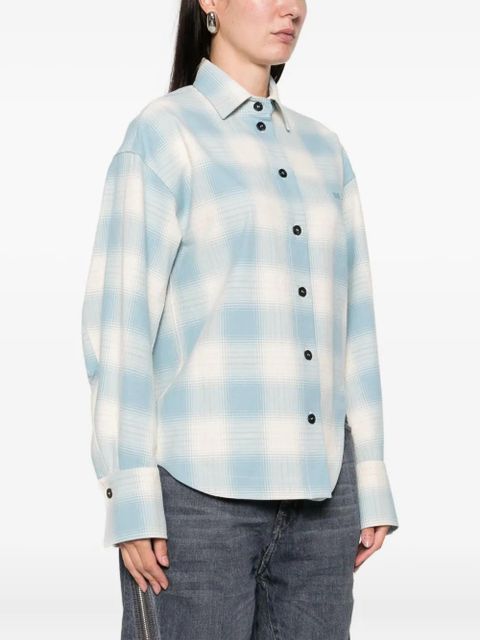 The Attico checked-pattern long-sleeve shirt - Blue