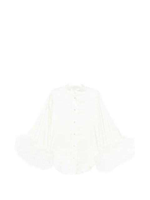Oséree feather-trim satin blouse - White - zdjęcie produktu nr 1