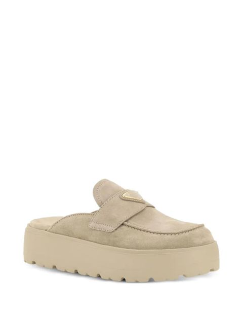Prada triangle-logo mules - Neutrals