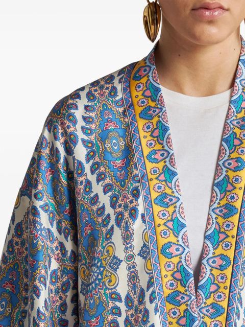 ETRO paisley-print silk robe jacket - White
