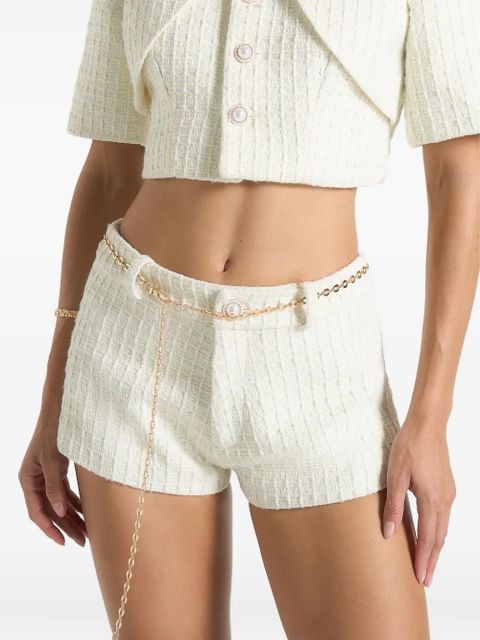 Manière De Voir Elina chain-belt tweed mini shorts - White