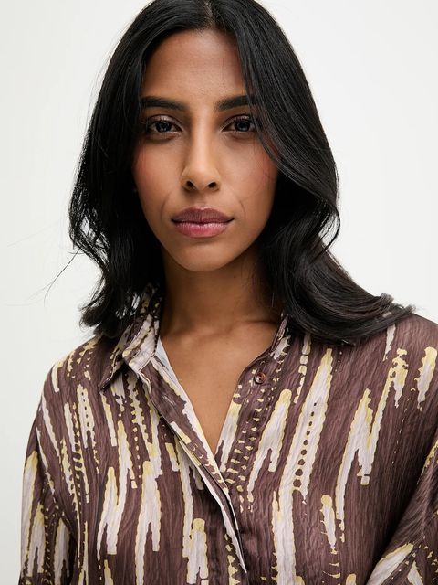 Answear.LAB koszula damska kolor brązowy regular z kołnierzykiem klasycznym