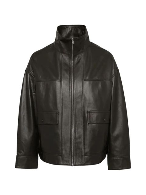 Yves Salomon high-neck leather jacket - Brown - zdjęcie produktu nr 1