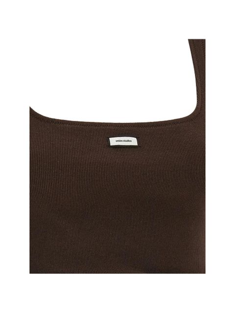 ENTIRE STUDIOS Lounge ribbed logo patch tank top - Brown