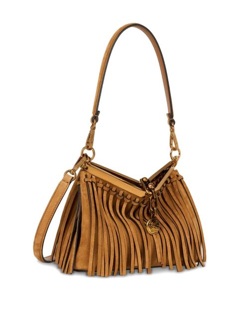 ETRO small Vela fringing suede shoulder bag - Brown
