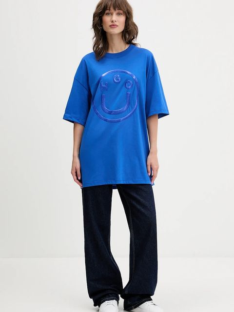 Hugo Blue t-shirt bawełniany damski kolor niebieski 50550141 - zdjęcie produktu nr 2