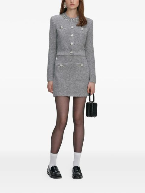 Self-Portrait crystal-embellishment cardigan - Grey - zdjęcie produktu nr 2