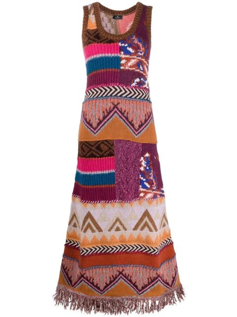 ETRO intarsia knit long dress - Brown - zdjęcie produktu nr 1