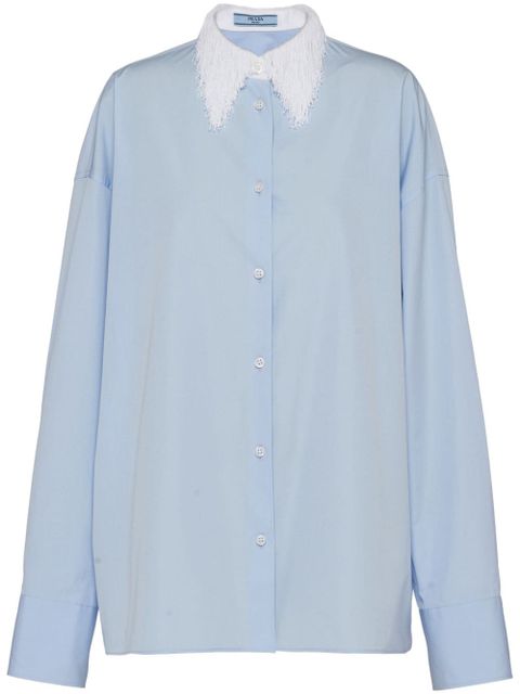 Prada fringed-collar shirt - Blue - zdjęcie produktu nr 1