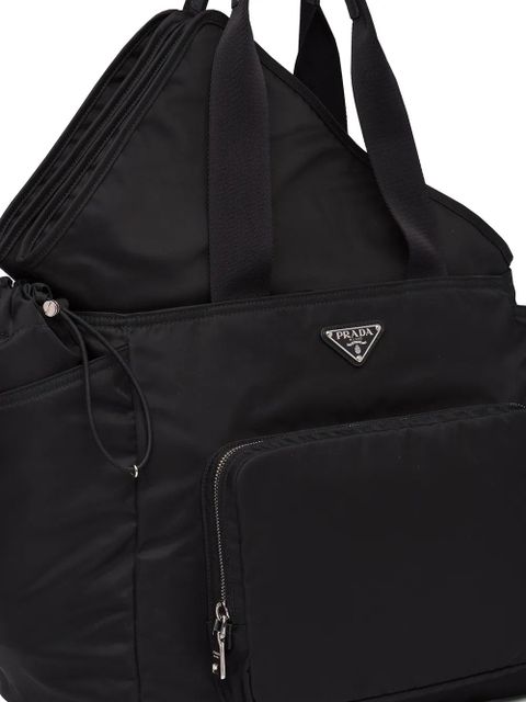 Prada enamel logo plaque diaper bag - Black