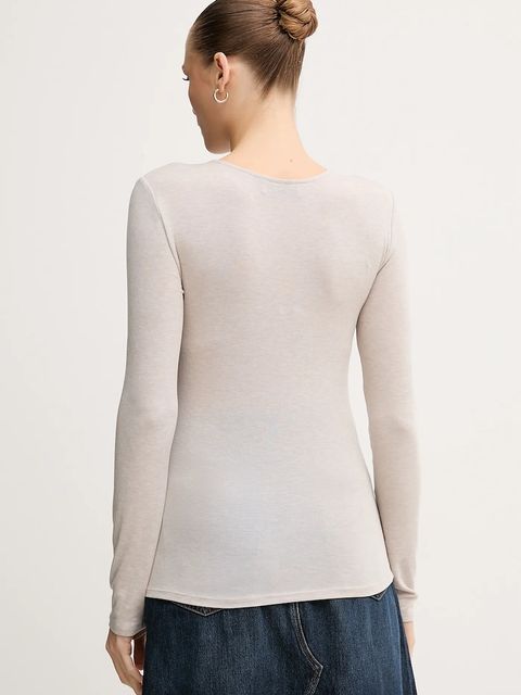 Mos Mosh longsleeve z domieszką wełny PETRI kolor beżowy 172880