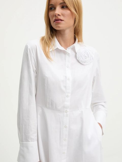 Answear.LAB sukienka bawełniana kolor biały midi rozkloszowana