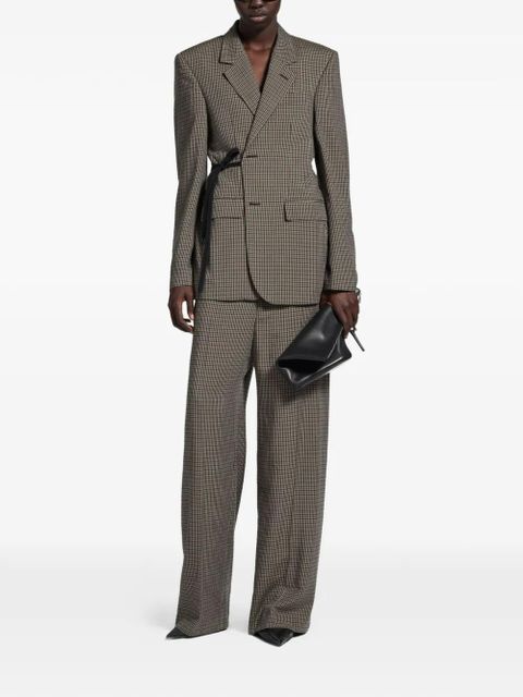 Balenciaga checked tie blazer - Neutrals