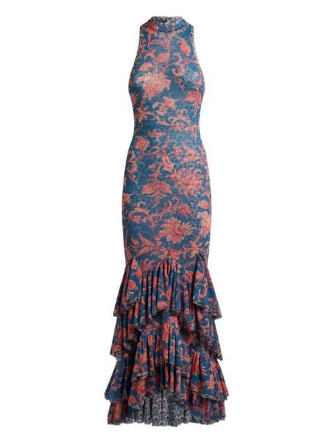 ETRO floral-print ruffled dress - Blue - zdjęcie produktu nr 1
