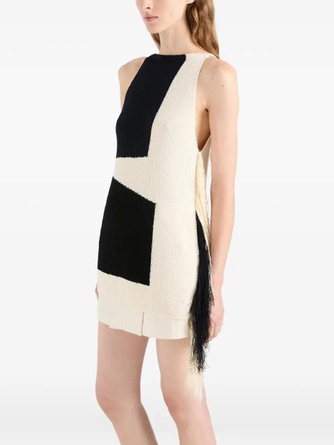 Proenza Schouler Saskia fringe-trimmed intarsia-knit top - Neutrals