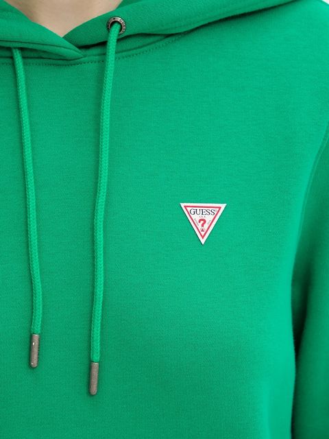 Guess Jeans bluza damska kolor zielony z kapturem gładka W4YQ04 KC811