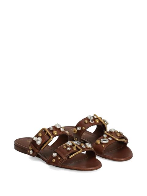 Dolce & Gabbana cowhide embellished flat slippers - Brown - zdjęcie produktu nr 2