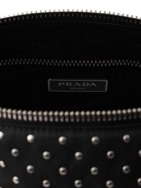 Prada studded Re-Nylon shoulder bag - Black