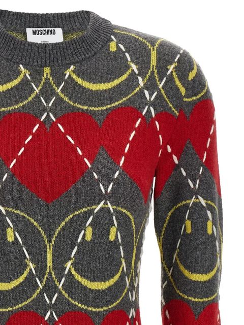 Moschino Smiley® argyle-pattern dress - Grey