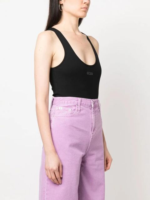 GCDS logo-print sleeveless bodysuit - Black