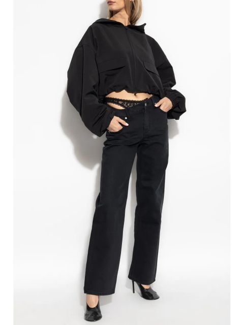 Alexander Wang lace-detailing straight jeans - Black - zdjęcie produktu nr 2