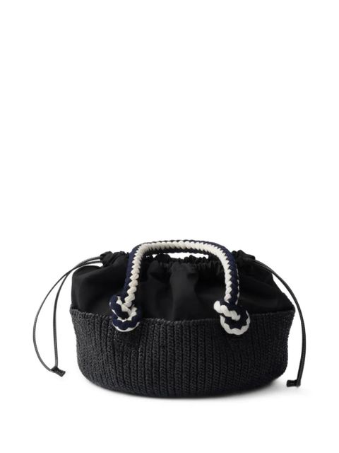 Prada small crochet-knit tote bag - Black
