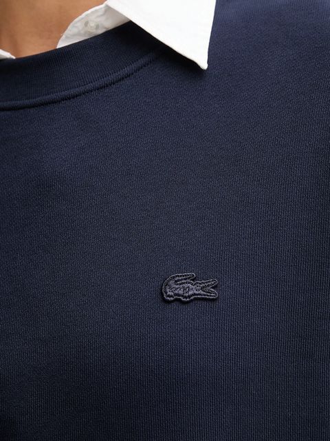 Lacoste bluza bawełniana kolor granatowy gładka SH7745