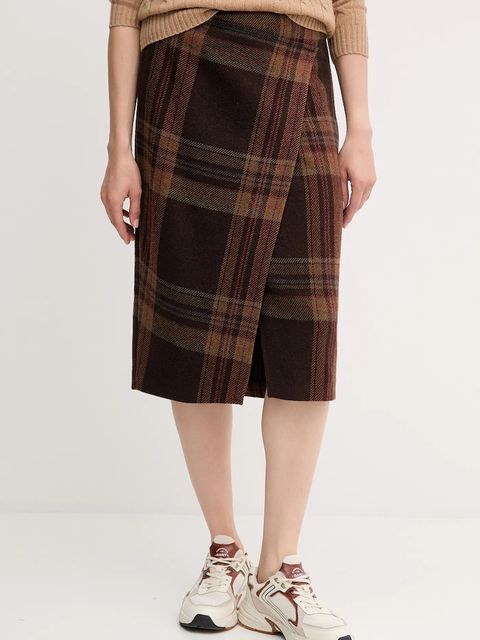 Polo Ralph Lauren spódnica kolor brązowy midi ołówkowa 211A92181