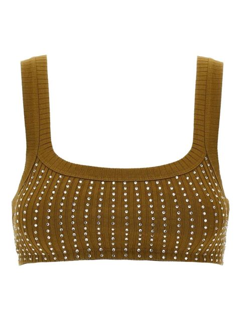 The Attico rhinestone-embellished ribbed top - Brown - zdjęcie produktu nr 1