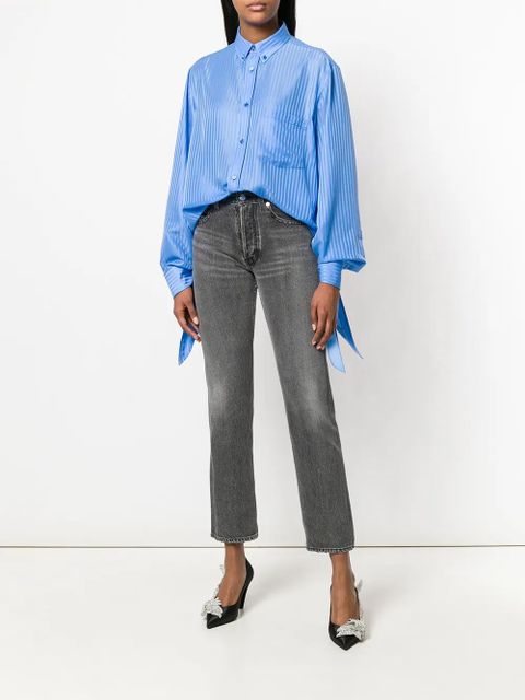 Balenciaga knot-detail striped shirt - Blue