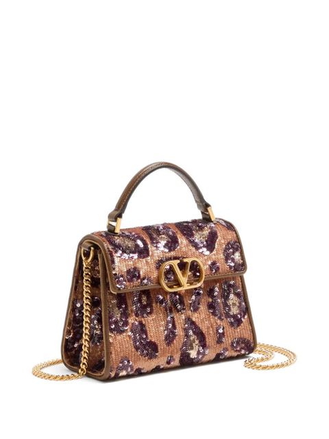 Valentino Garavani VSling mini embroidered animalier handbag - Neutrals