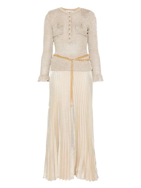 Self-Portrait ribbed-knit lurex maxi dress - Gold - zdjęcie produktu nr 1