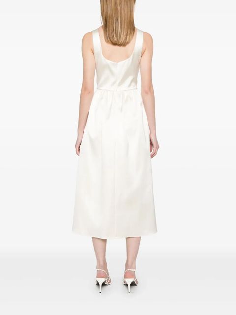 Self-Portrait floral-appliqué satin midi dress - Neutrals