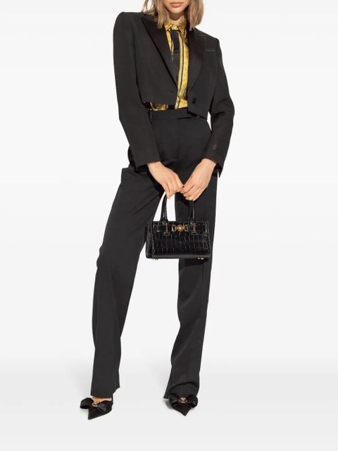 Versace logo-patch cropped blazer - Black - zdjęcie produktu nr 2