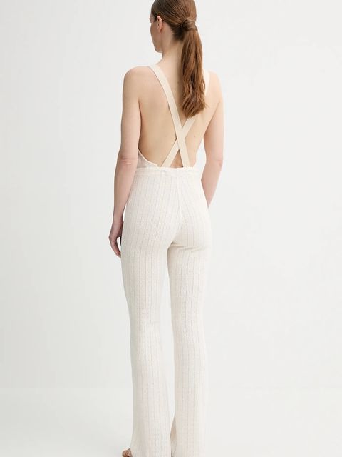 Sessun kombinezon kolor beżowy z dekoltem karo 25219000