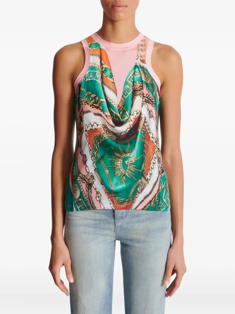 Balmain Foulard-print vest - Green