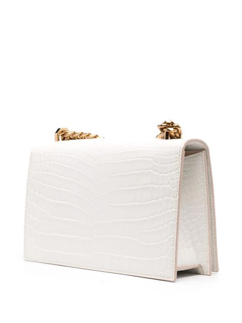 Alexander McQueen Jewelled embossed shoulder bag - White