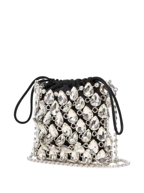 Self-Portrait crystal chainmail mini bag - Silver