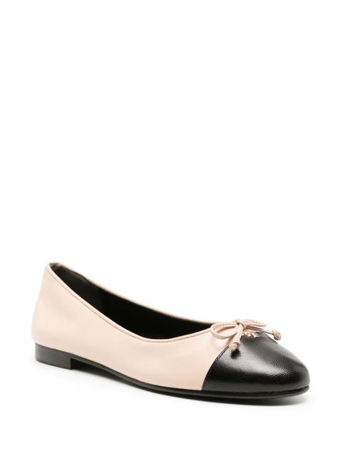 Tory Burch Double-T leather ballerina shoes - Neutrals - zdjęcie produktu nr 2