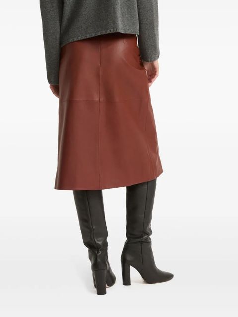 Yves Salomon leather wrap skirt - Brown