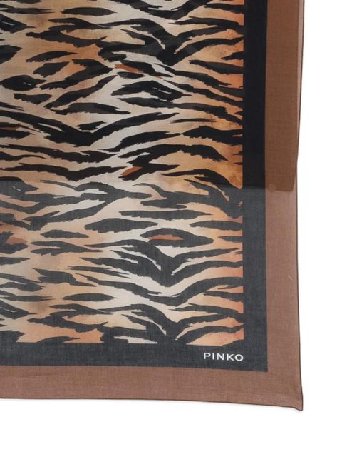 PINKO tiger-print bordered scarf - Black