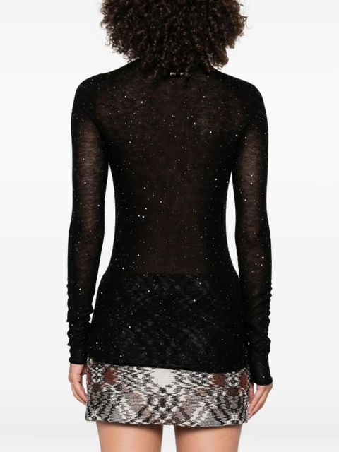 PINKO glitter-embellished long-sleeve top - Black