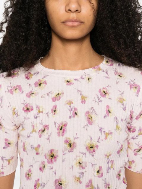 TWINSET floral-print ribbed T-shirt - Pink